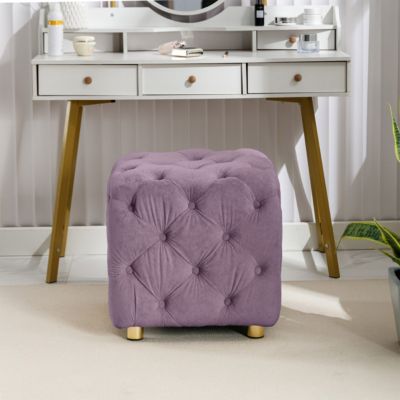  Modern Purple Velvet Ottoman, Small End Table, Footstool & Chair Set