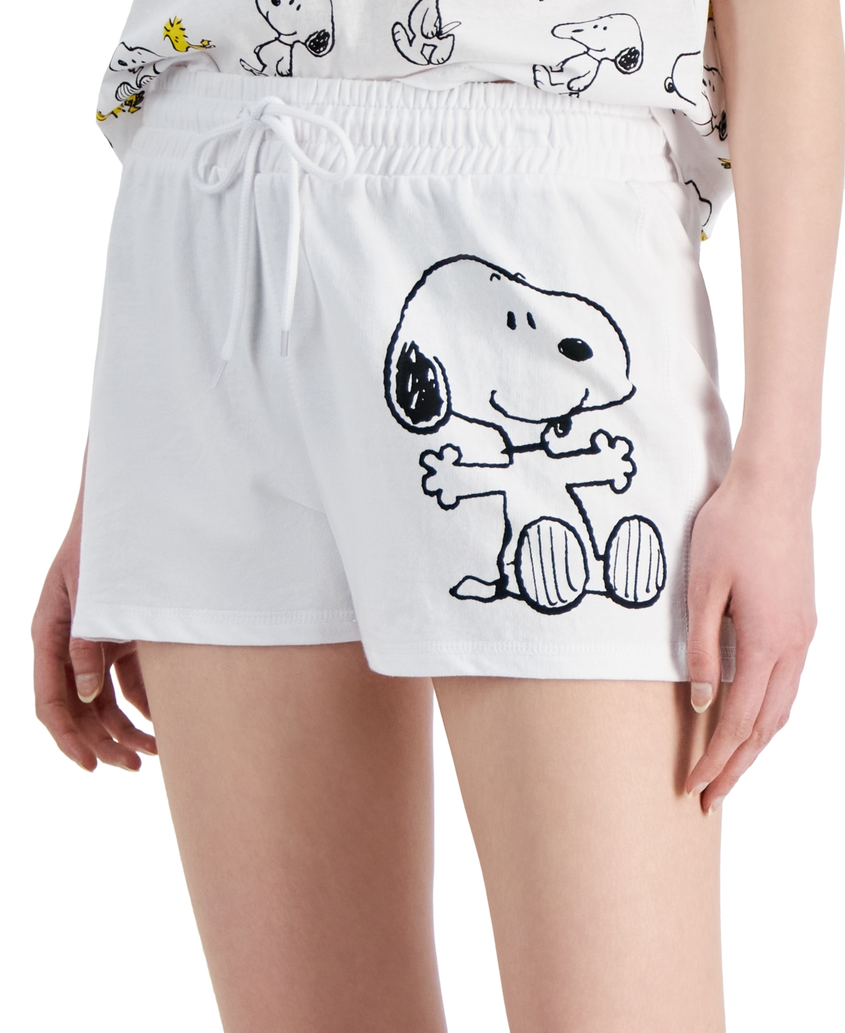 Shop Snoopy Juniors' -graphic Low-rise Shorts In White