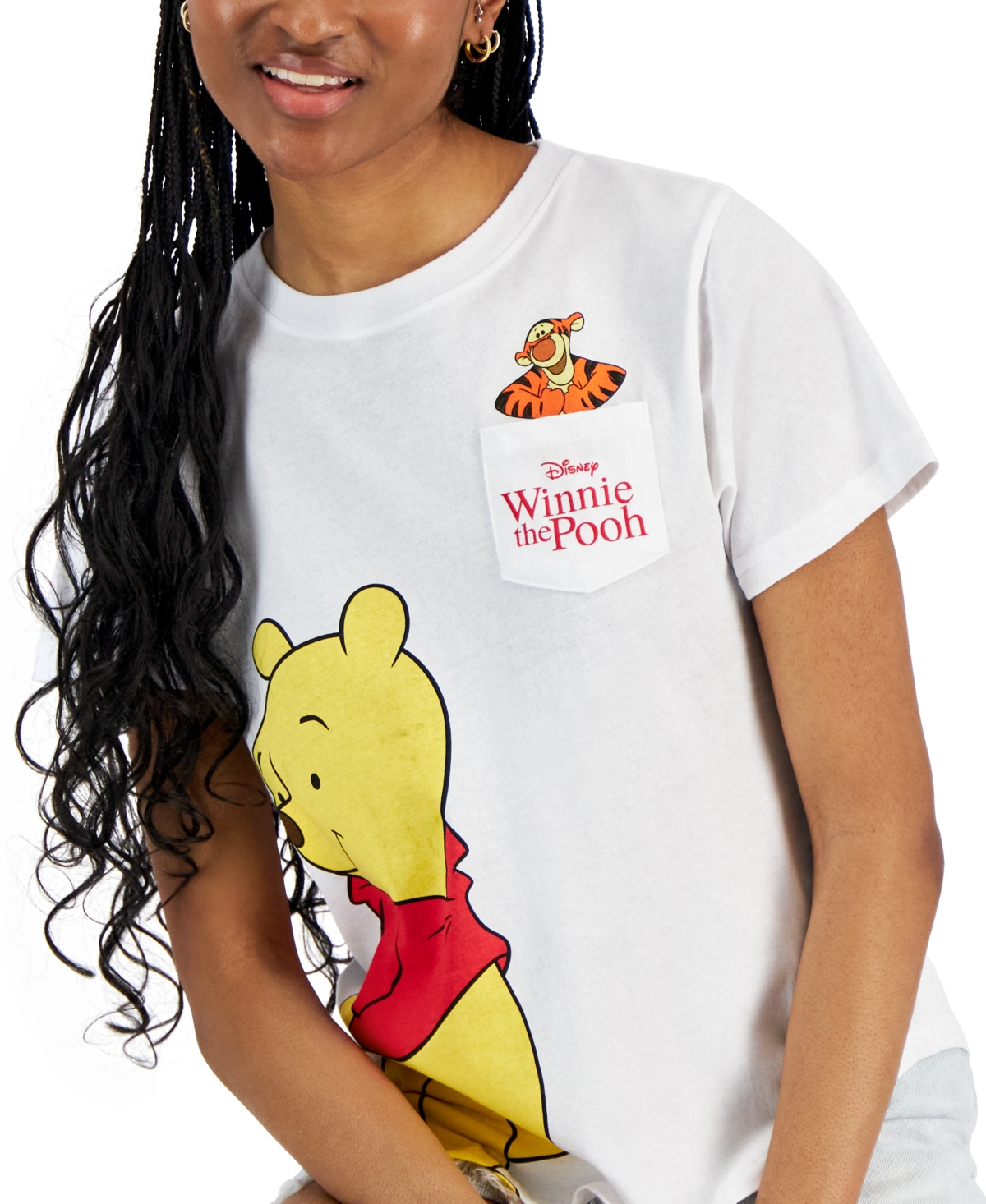 Shop Disney Juniors' Winnie The Pooh Pocket Crewneck Tee In White