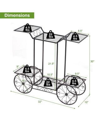 6-Tier Garden Cart Flower Rack Display Decor Pot Plant Holder
