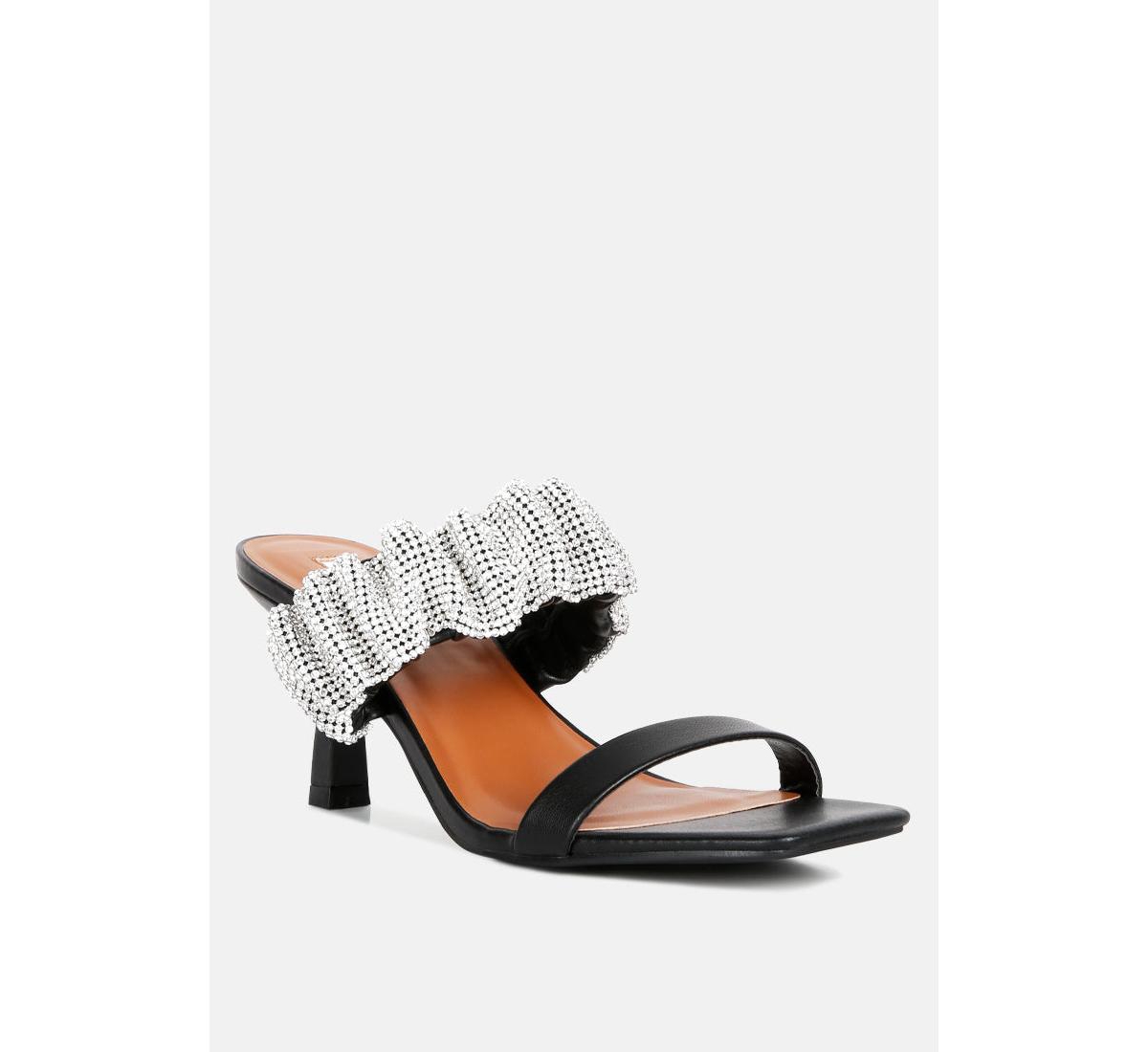 London Rag Cherry Blossom Diamante Ruche Strap Sandals