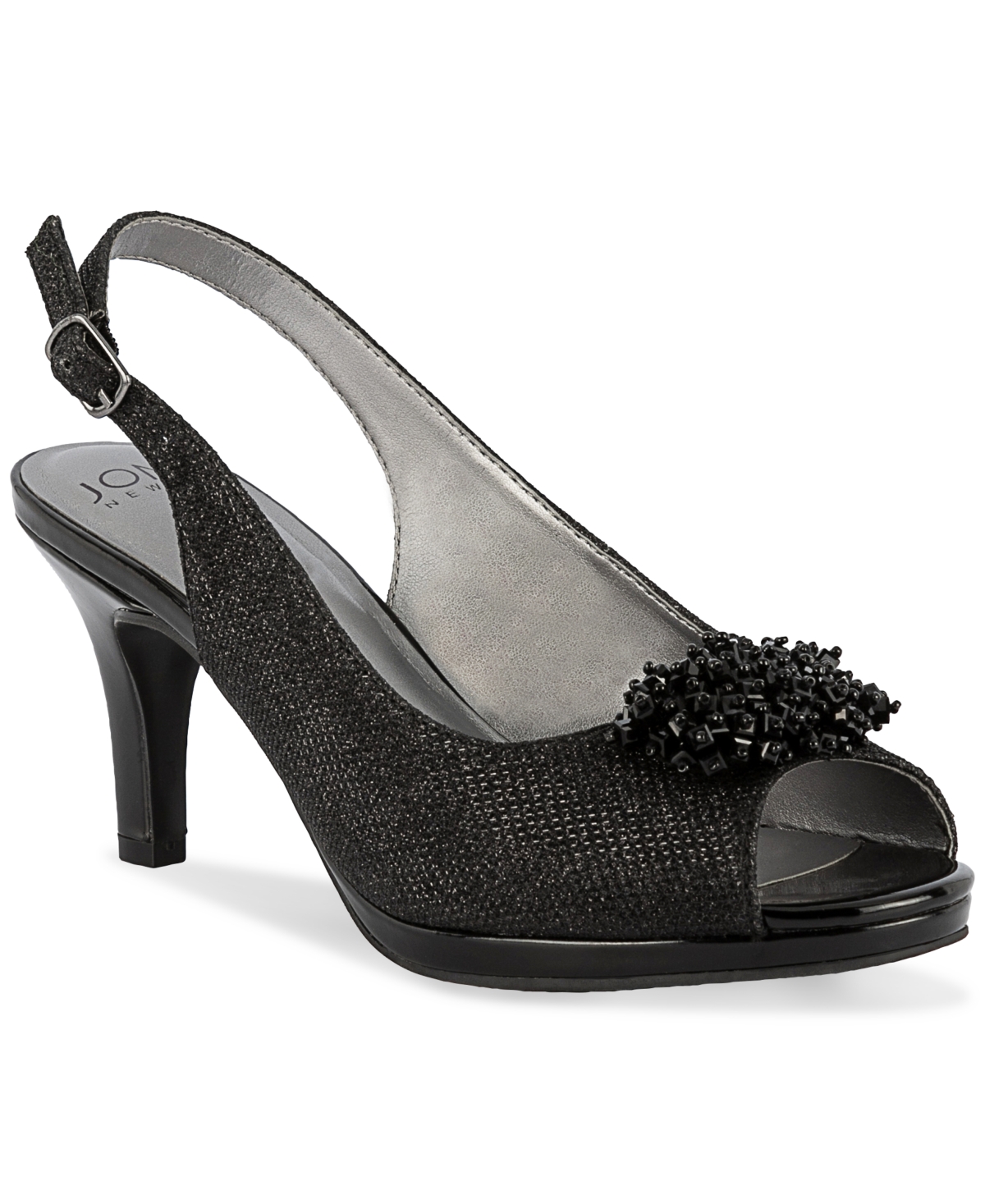 Jones New York Women's Breena Embellished Peep Toe Slingback Pumps - Black-b