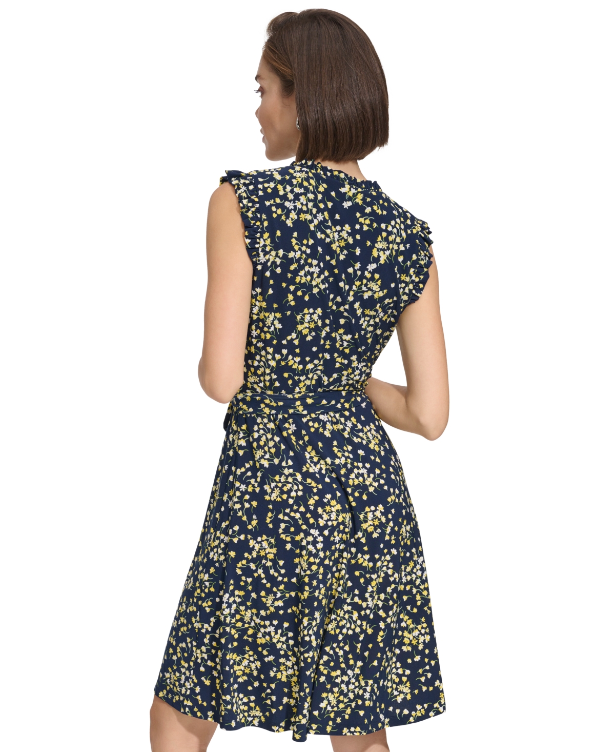 Shop Tommy Hilfiger Women's Eloise Ruffle-trim Sleeveless Wrap Dress In Skycap,sun