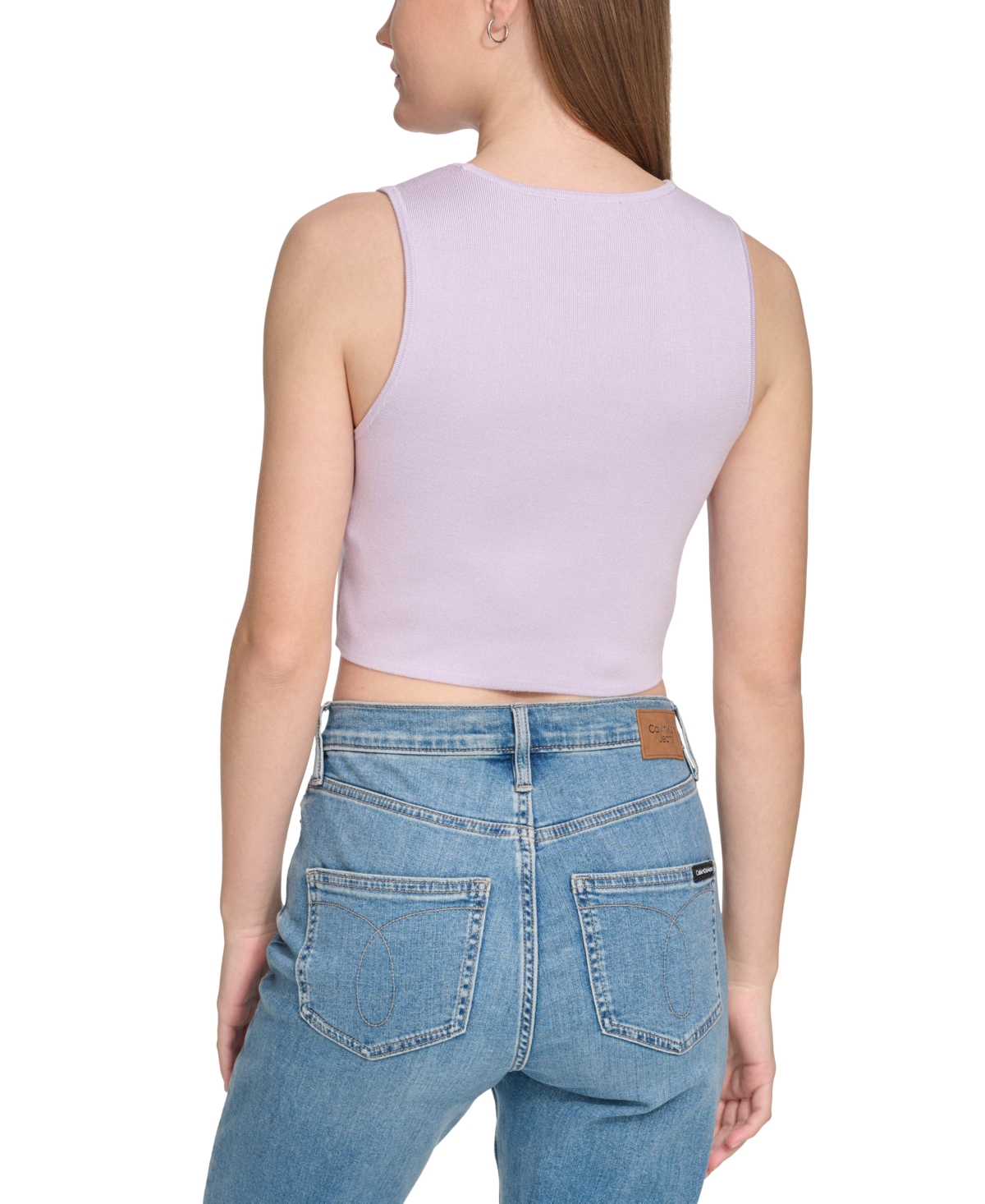 Calvin Klein Jeans Women's Angled-Hem Cropped Crewneck Tank Top