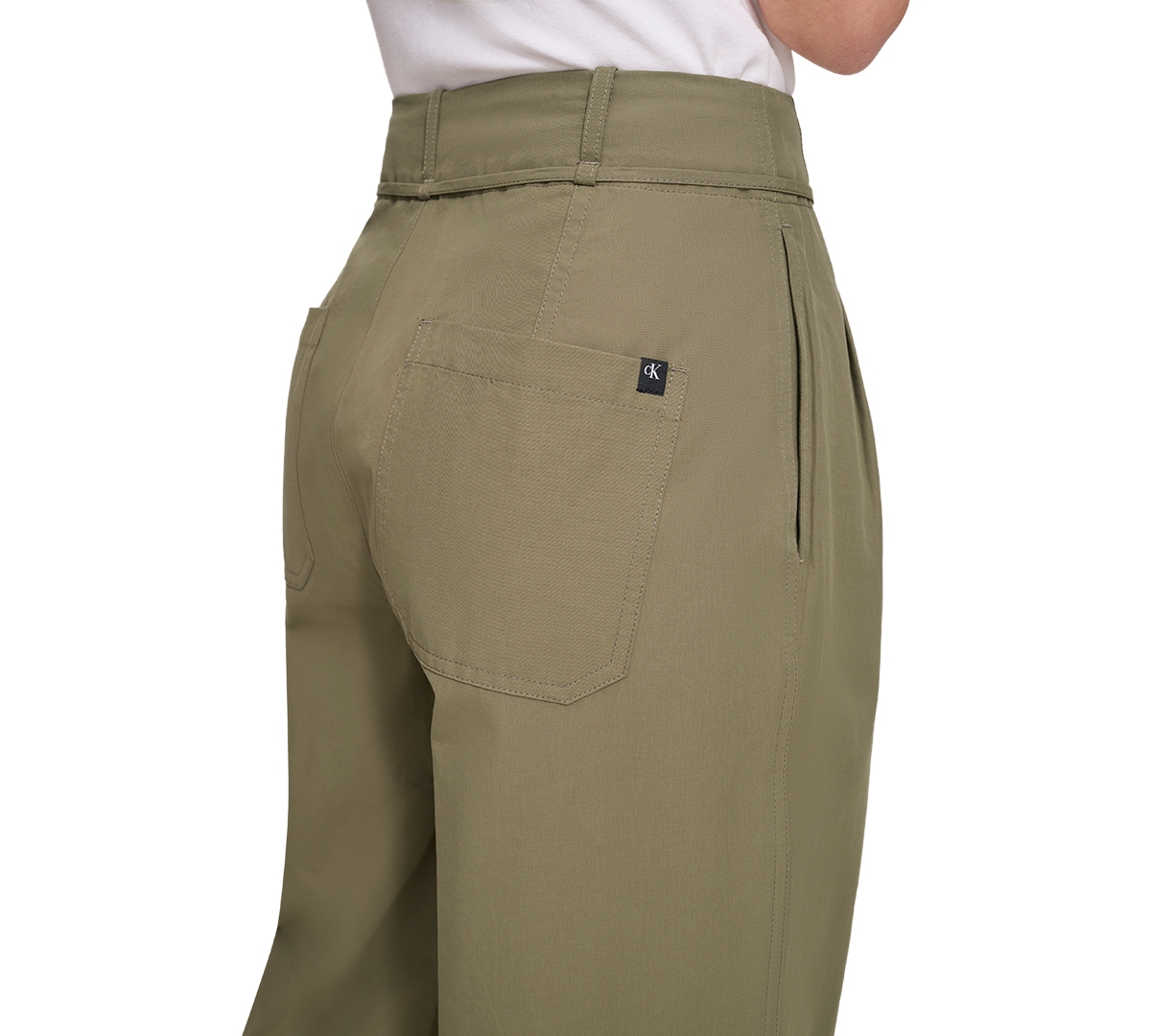 Calvin Klein Jeans Women's High-Waist Wide-Leg Belted Pleated Pants