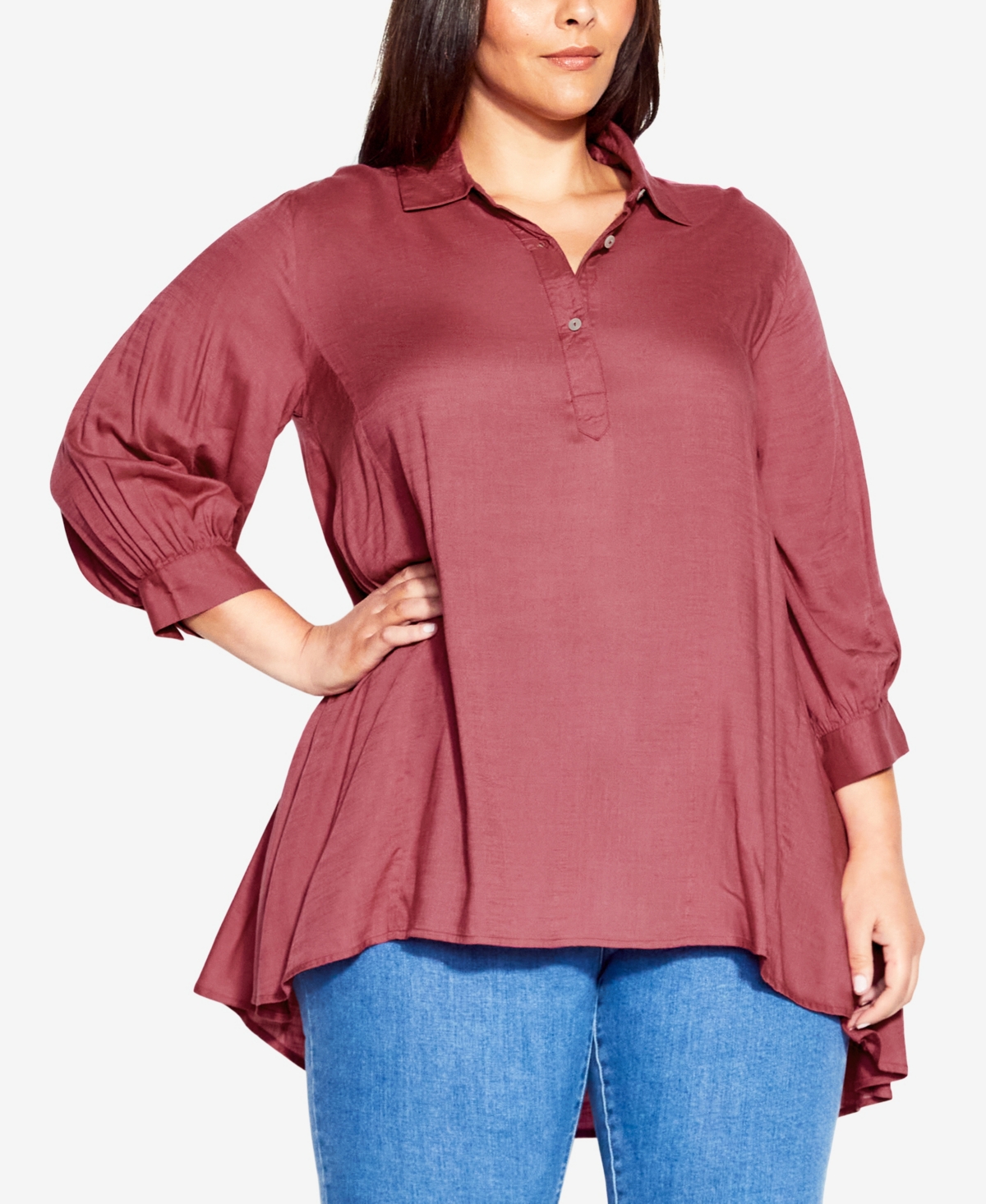 Shop Avenue Plus Size Athena Collared Blouse Top In Rose