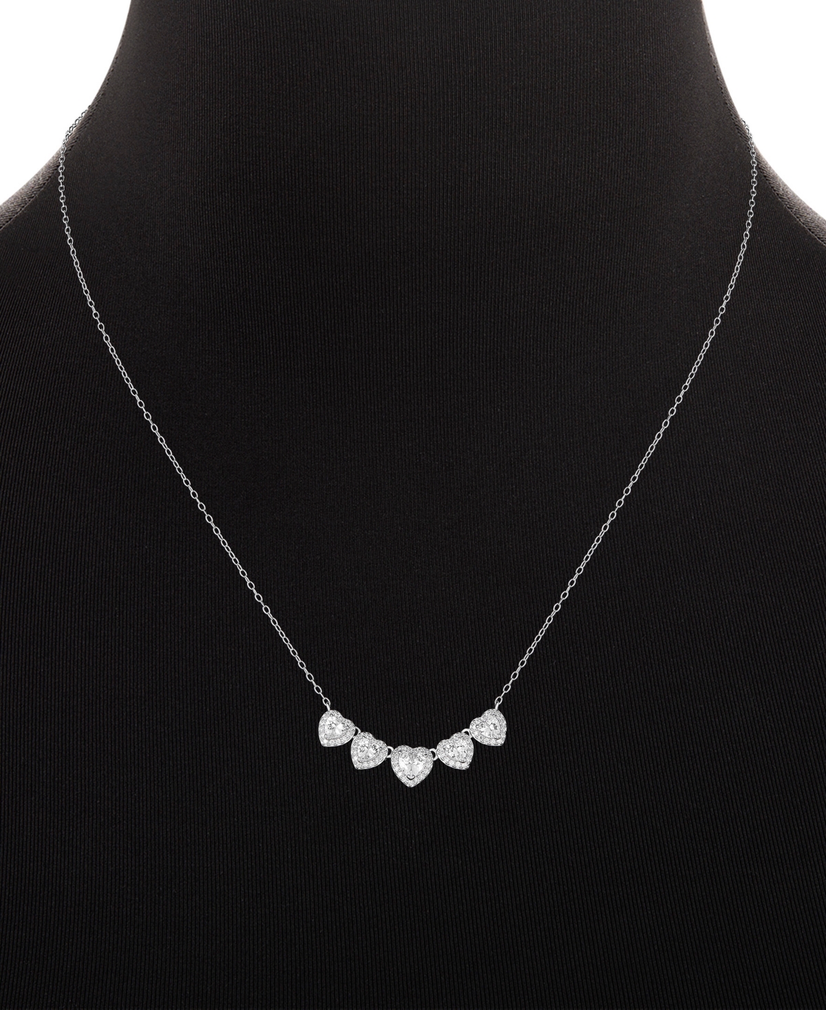 Giani Bernini Pave Cubic Zirconia 5 Heart Necklace in Sterling Created for Macy's - Silver