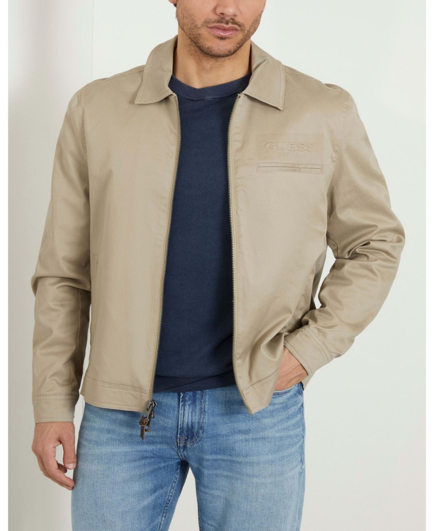 Мужская куртка GUESS Universe Twill Zip, цвет: Рыжевато-коричневый — фото 1
