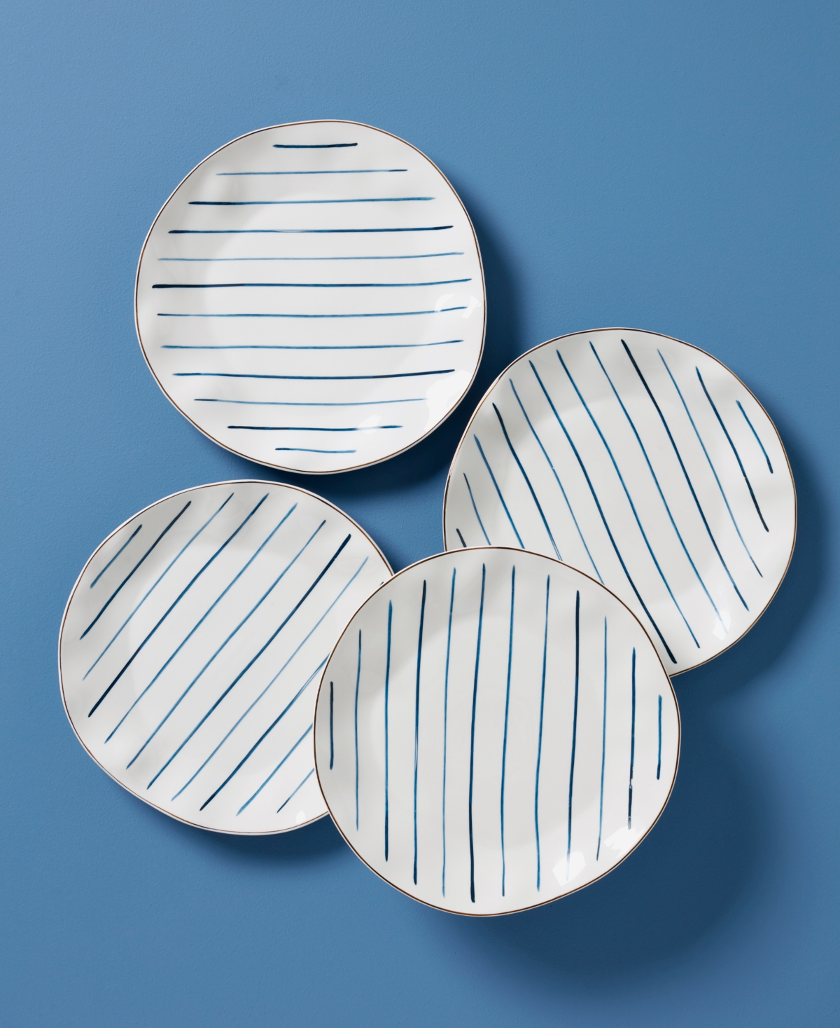 Lenox Blue Bay Stripes Dinner Plates, Set Of 4 In Blue And White