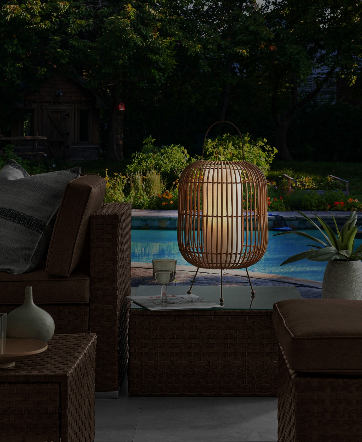 Shop Lite Source Outdoor Cordless Clement Table Lamp In Brown