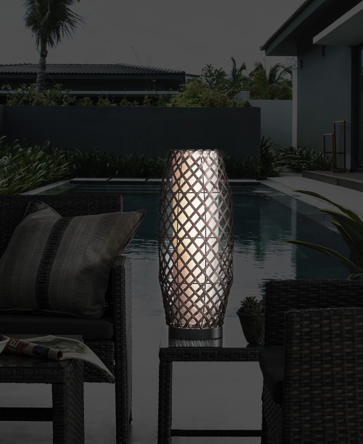 Shop Lite Source Outdoor Cordless Baran Table Lamp In Brown