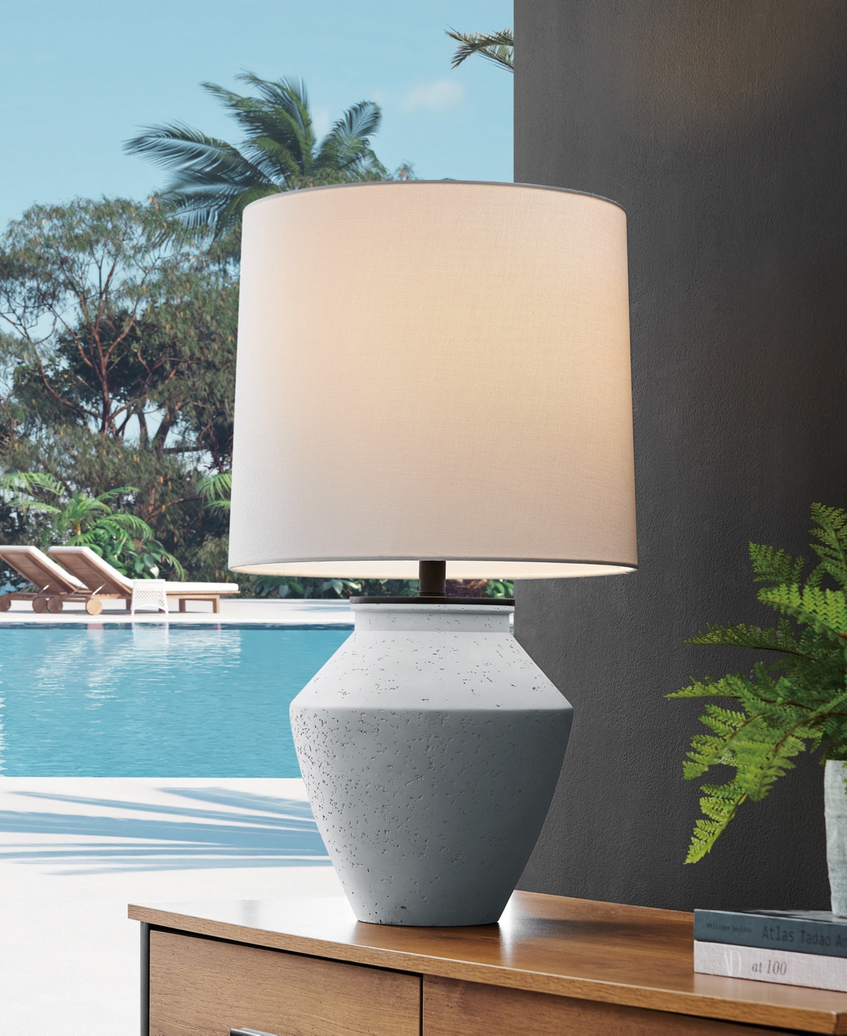 Lite Source Outdoor Cordless Glenn Table Lamp In Gray