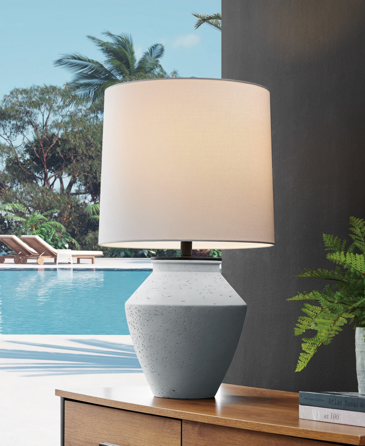 Shop Lite Source Outdoor Cordless Glenn Table Lamp In Gray