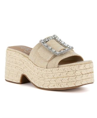 Women's Remote Embellished Buckle Espadrille Sandals