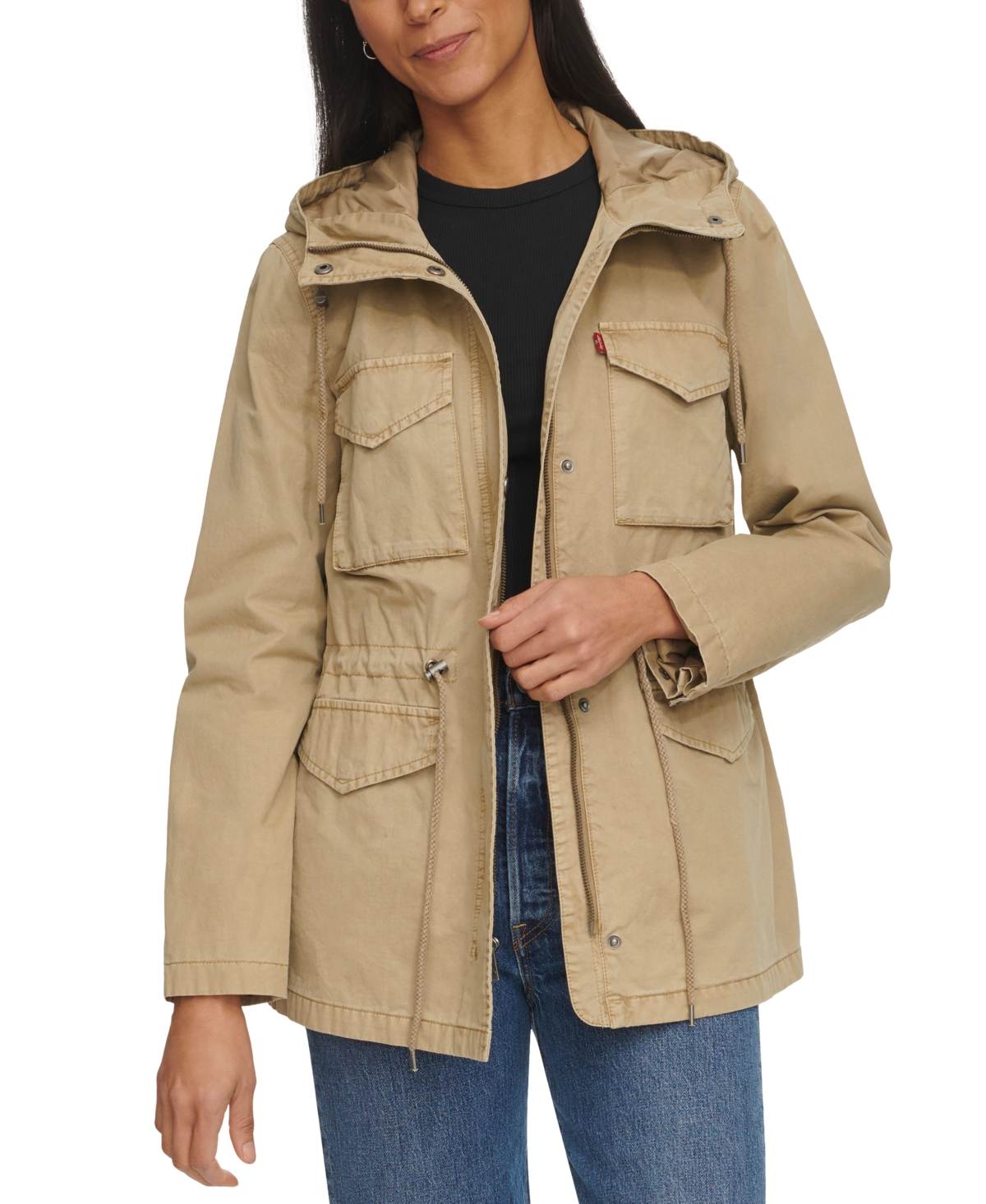 Levi s Women s Lightweight Washed Cotton Military Jacket Olive Night Smart Closet