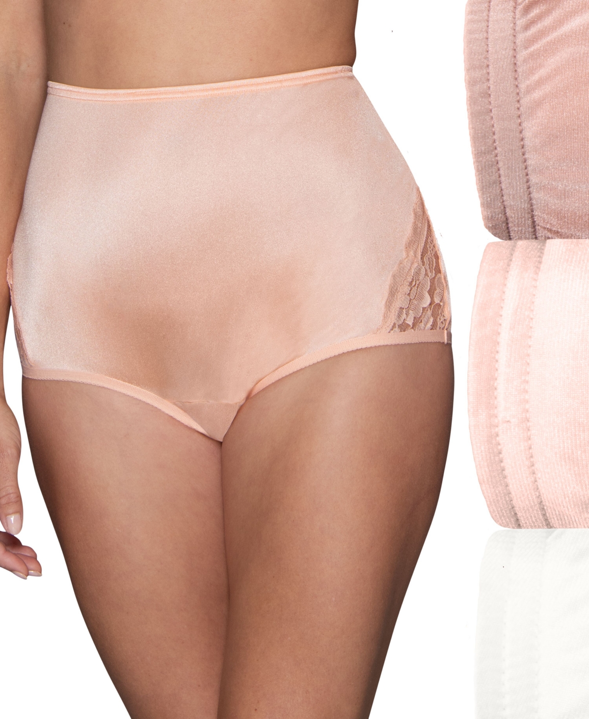 Vanity Fair Women's 3-Pk. Lace Nouveau Brief Underwear 13011 -baked Blush/glacier White