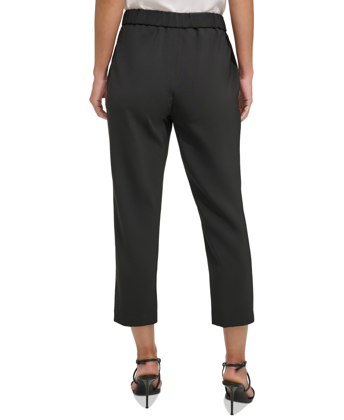 Shop Dkny Women's Mid-rise Pull-on Cropped Pants In Black