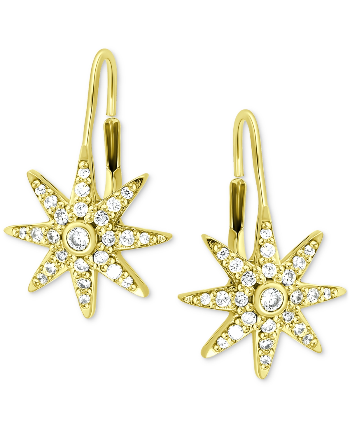 Shop Giani Bernini Cubic Zirconia Starburst Leverback Earrings, Created For Macy's In Gold