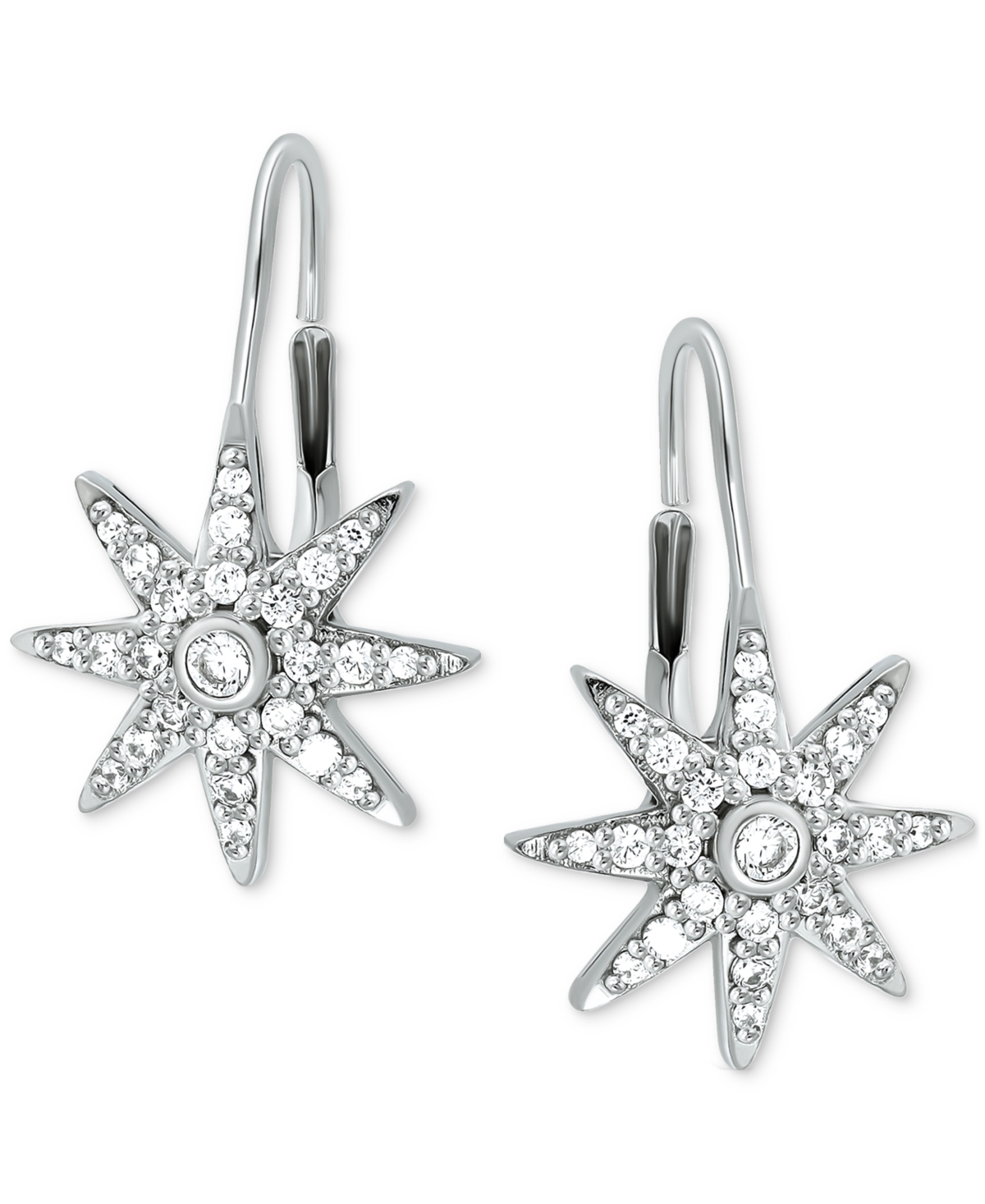 Cubic Zirconia Starburst Leverback Earrings, Created for Macy's - Gold