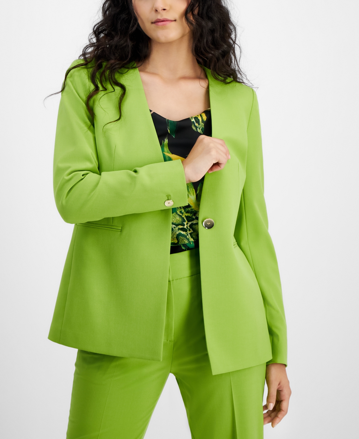 Bar Iii Women's Bi-stretch One-button Jacket, Created For Macy's In Green Apple