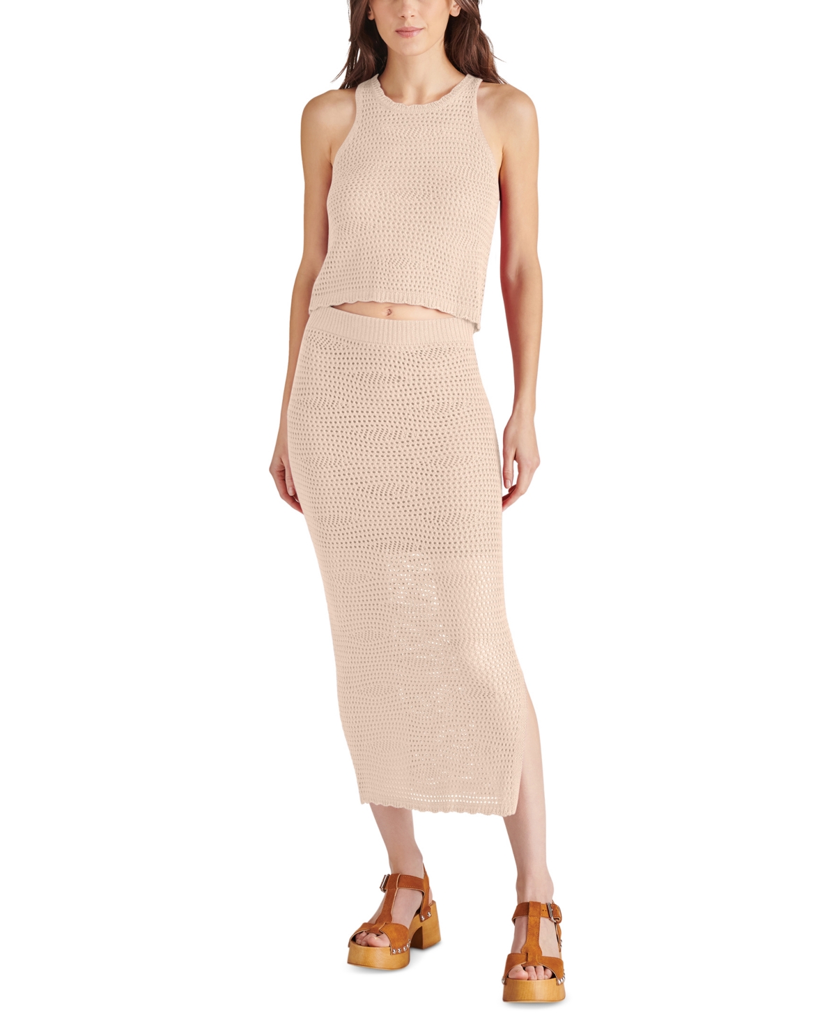 Steve Madden Women's Liliana Side-Slit Crochet Pull-On Skirt