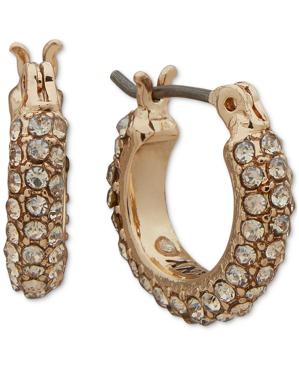 Shop Dkny Extra-small Pave Crystal Hoop Earrings, 0.35" In Gold