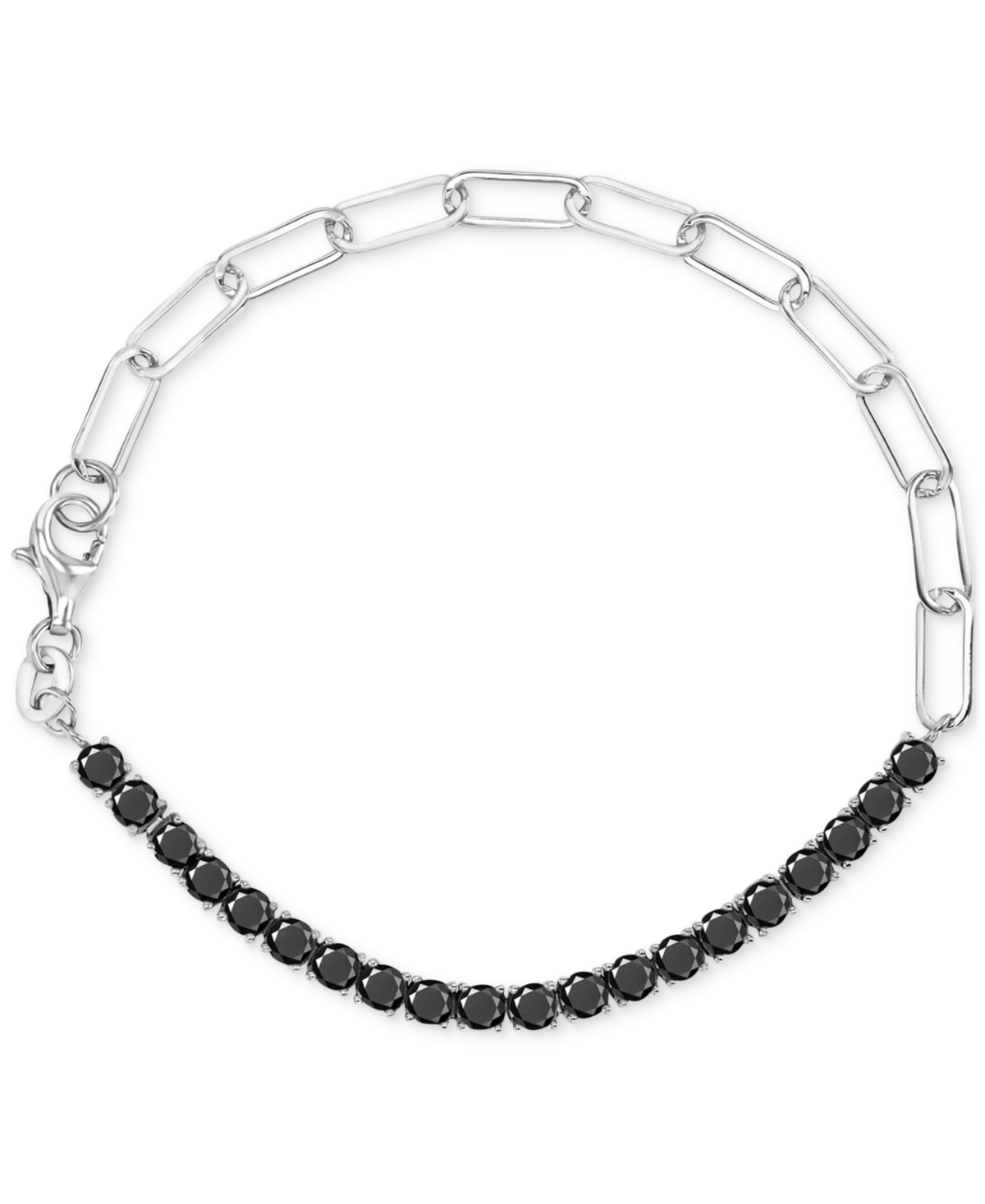 Shop Macy's Black Spinel Open Link Bracelet (4 Ct. T.w.) In Sterling Silver