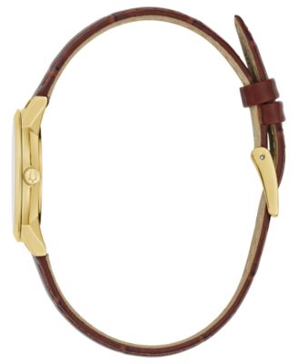 Women's Diamond Accent Brown Leather Strap Watch 27mm