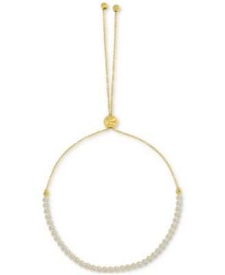 Macy's - Cubic Zirconia Bezel-Set Cable Link Bolo Bracelet in 10k Gold