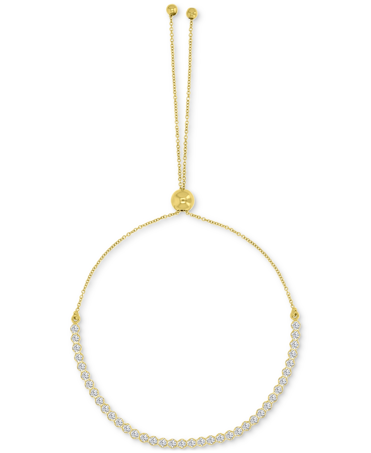 Macy's Cubic Zirconia Bezel-set Cable Link Bolo Bracelet In 10k Gold In Gold