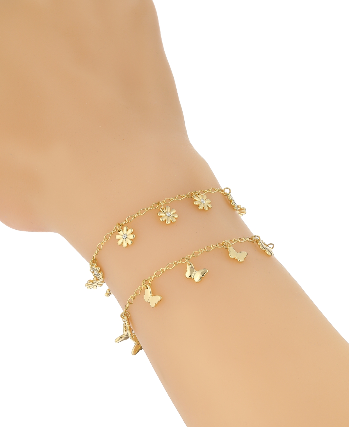 Shop Macy's Flower Show Butterfly Charm Bracelet, Created For  In Gold