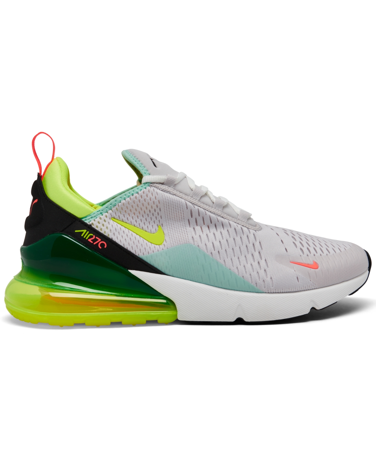 Shop Nike Men's Air Max 270 Casual Sneakers From Finish Line In Vast Gray,volt,hot Lava