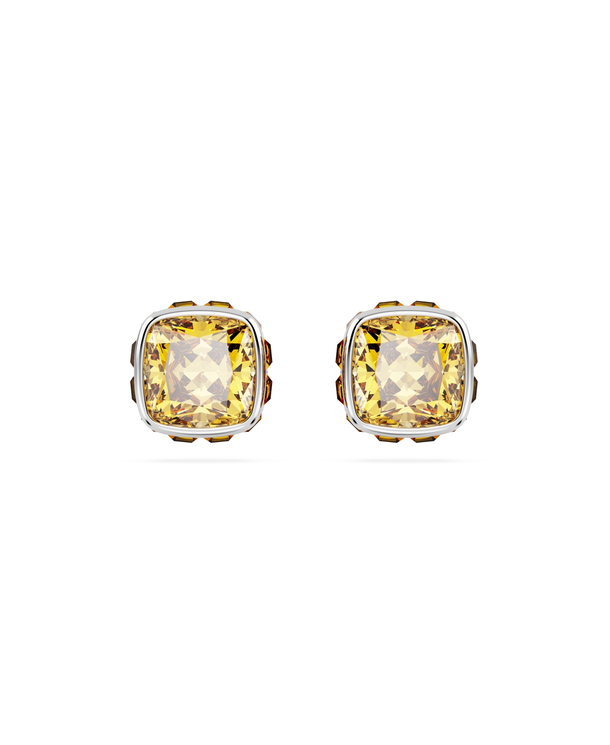 Swarovski Square Cut Birthstone Crystal Stud Earrings In Yellow