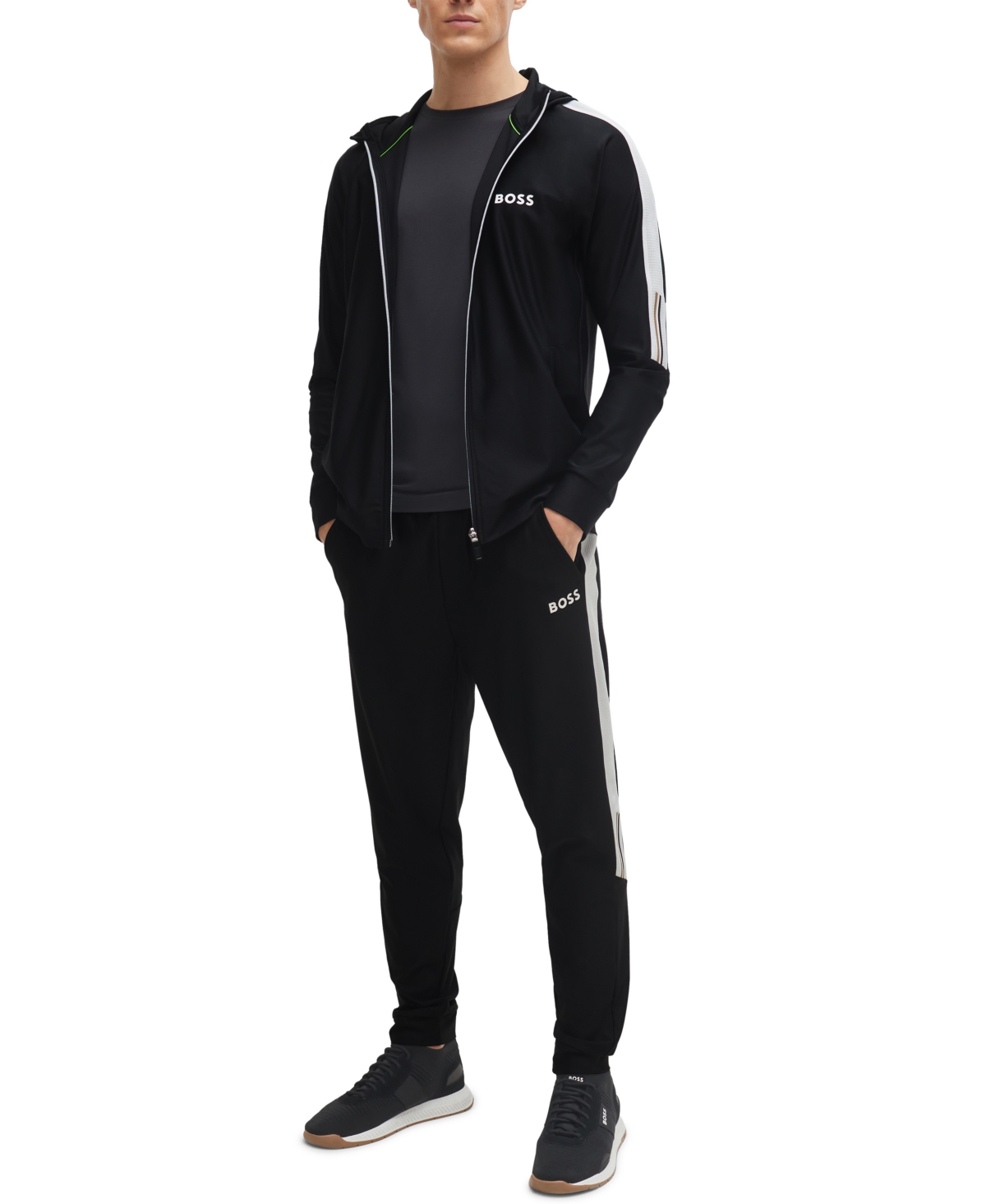 Shop Hugo Boss Boss By  Matteo Berrettini Contrast Tape Tracksuit Bottoms In Black