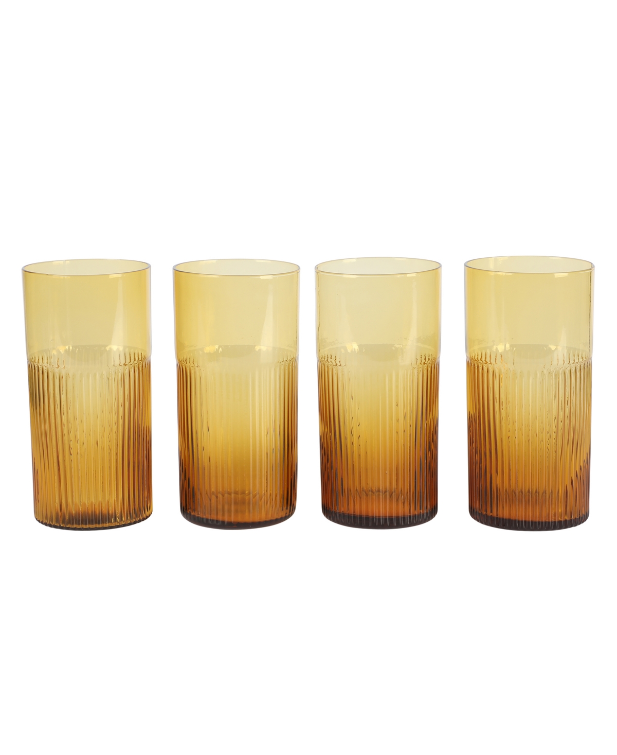 Bloomhouse 8 Pc Handmade Colored Glass 18.5 oz Tumbler Coaster Set In Tumeric