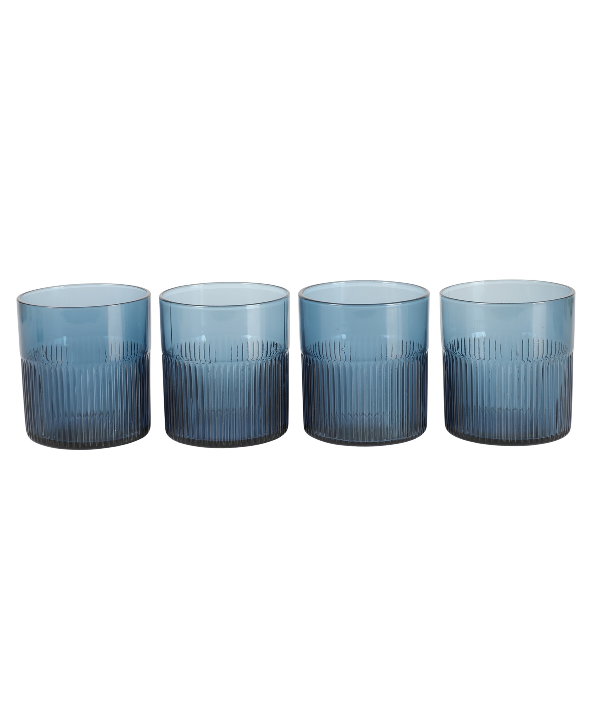 Bloomhouse 8 Pc Handmade Colored Glass 15 oz Coaster Set In Blue
