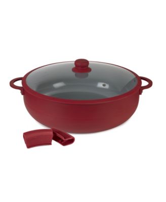 Aluminum 12 Qt Caldero with Silicone Rim Glass Lid and Silicone Handle Holder