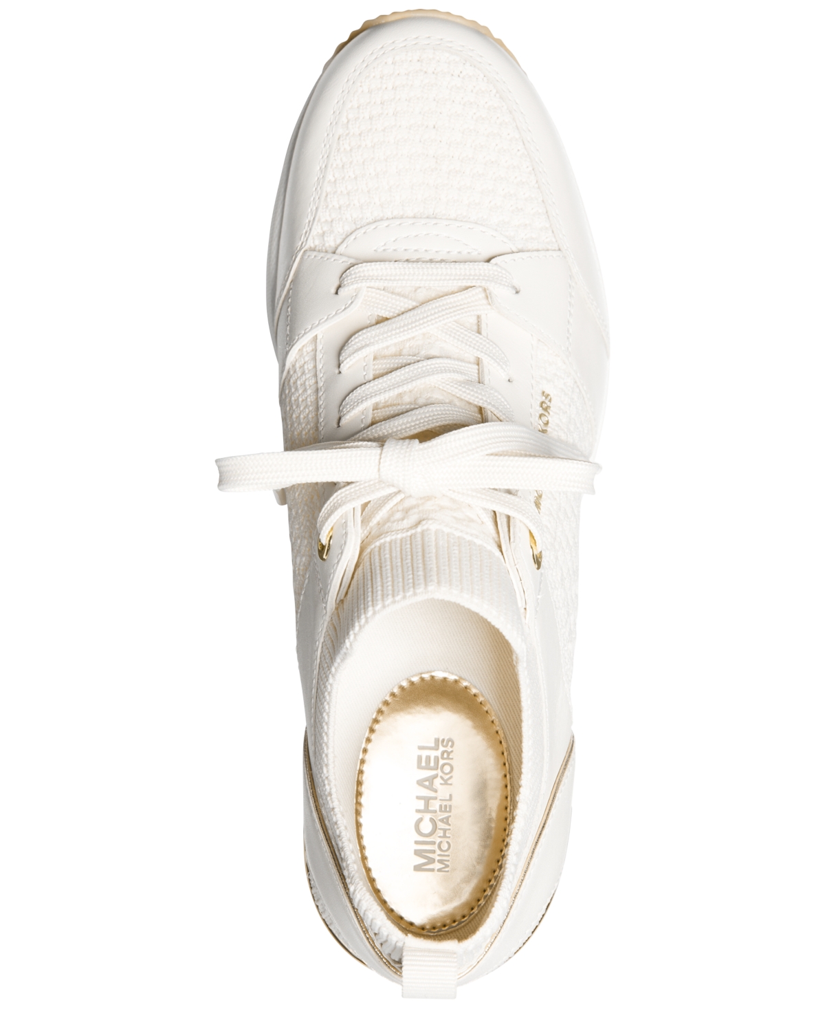 Michael Michael Kors Women's Georgie Knit Lace-Up Trainer Sneakers - Pale Gold