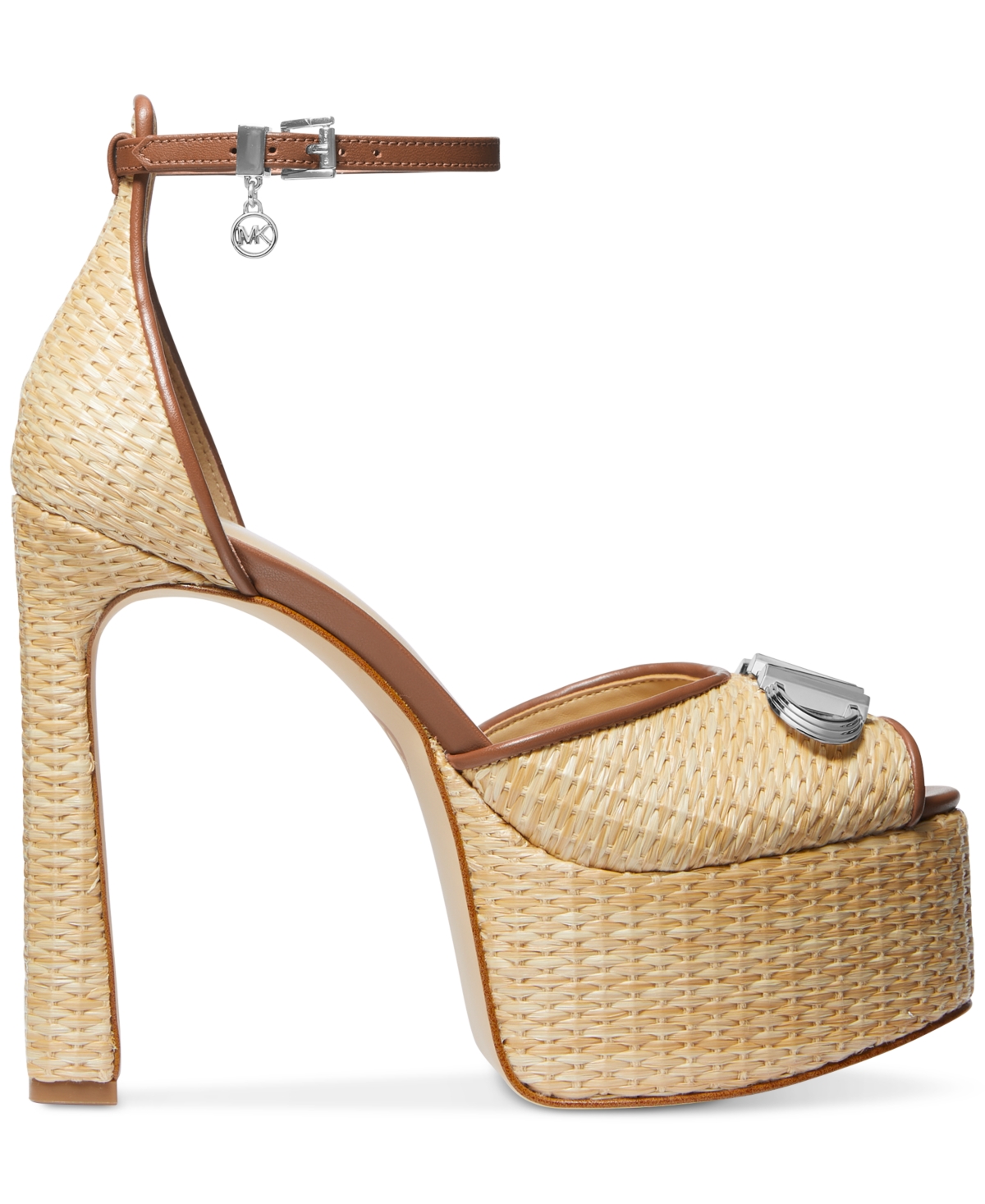 Shop Michael Kors Michael  Women's Martina Peep-toe Platform Sandals In Natural,luggage