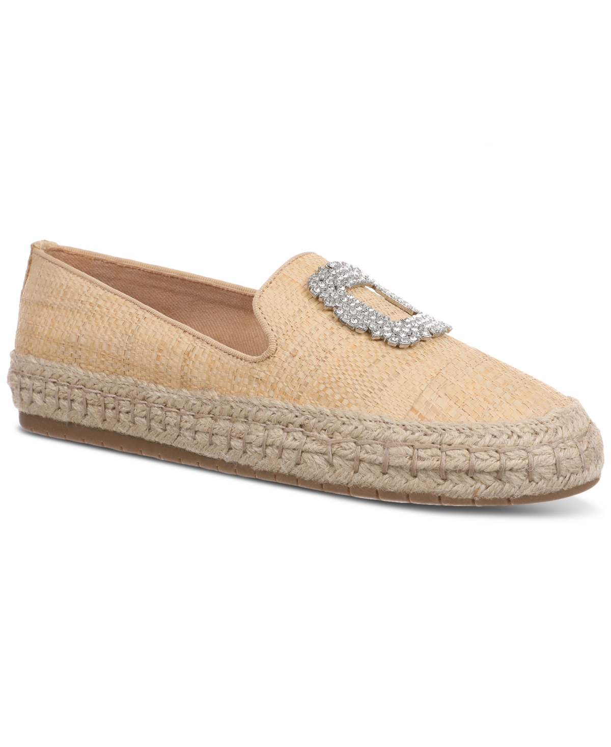 On 34th Women's Jaylee Embellished Slip-on Espadrille Flats, Created For Macy's In Natural Raffia