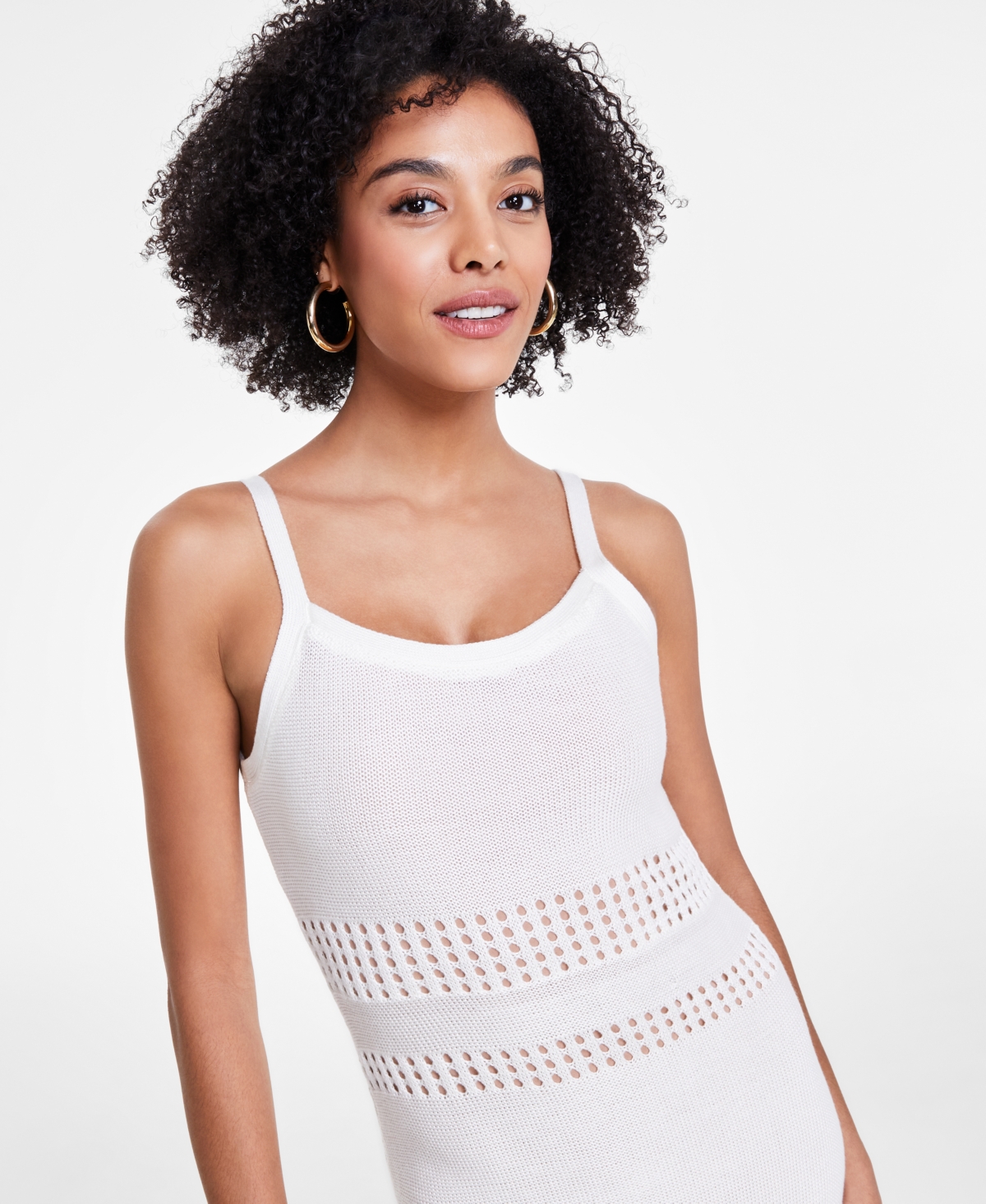Shop Bar Iii Women's Crochet Bodycon Dress, Created For Macy's In Pearl
