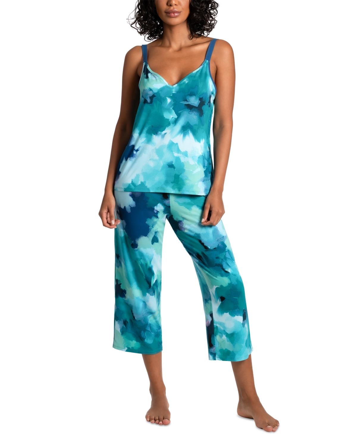 Linea Donatella Women's 2-pc. Clement Cropped Pajamas Set In Turquoise