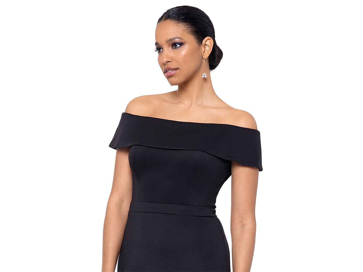 Женское платье XSCAPE Illusion High-Low Fit & Flare, цвет: Чёрный — фото 4