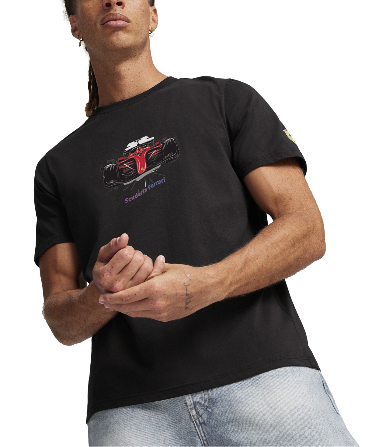 Puma Men's Scuderia Ferrari Regular-fit Formula One Race Car Graphic T-shirt In  Black