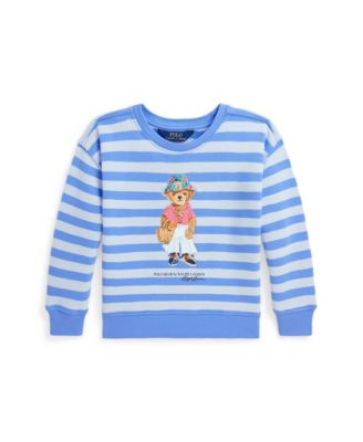 폴로 랄프로렌 Polo Ralph Lauren Toddler and Little Girls Polo Bear French Terry Long Sleeve Sweatshirt,Harbor Island Blue with Oxfordblue