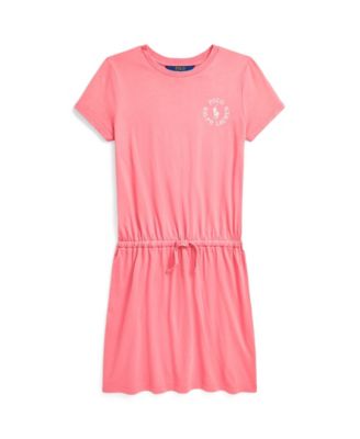 폴로 랄프로렌 Polo Ralph Lauren Big Girls Big Pony Logo Cotton Jersey T-shirt Dress,Ribbon Pink