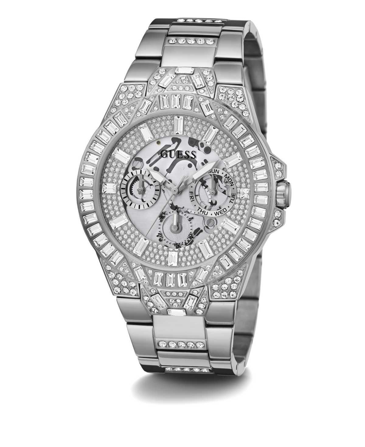 Shop Guess Men's Analog Silver-tone Stainless Steel Watch 44mm