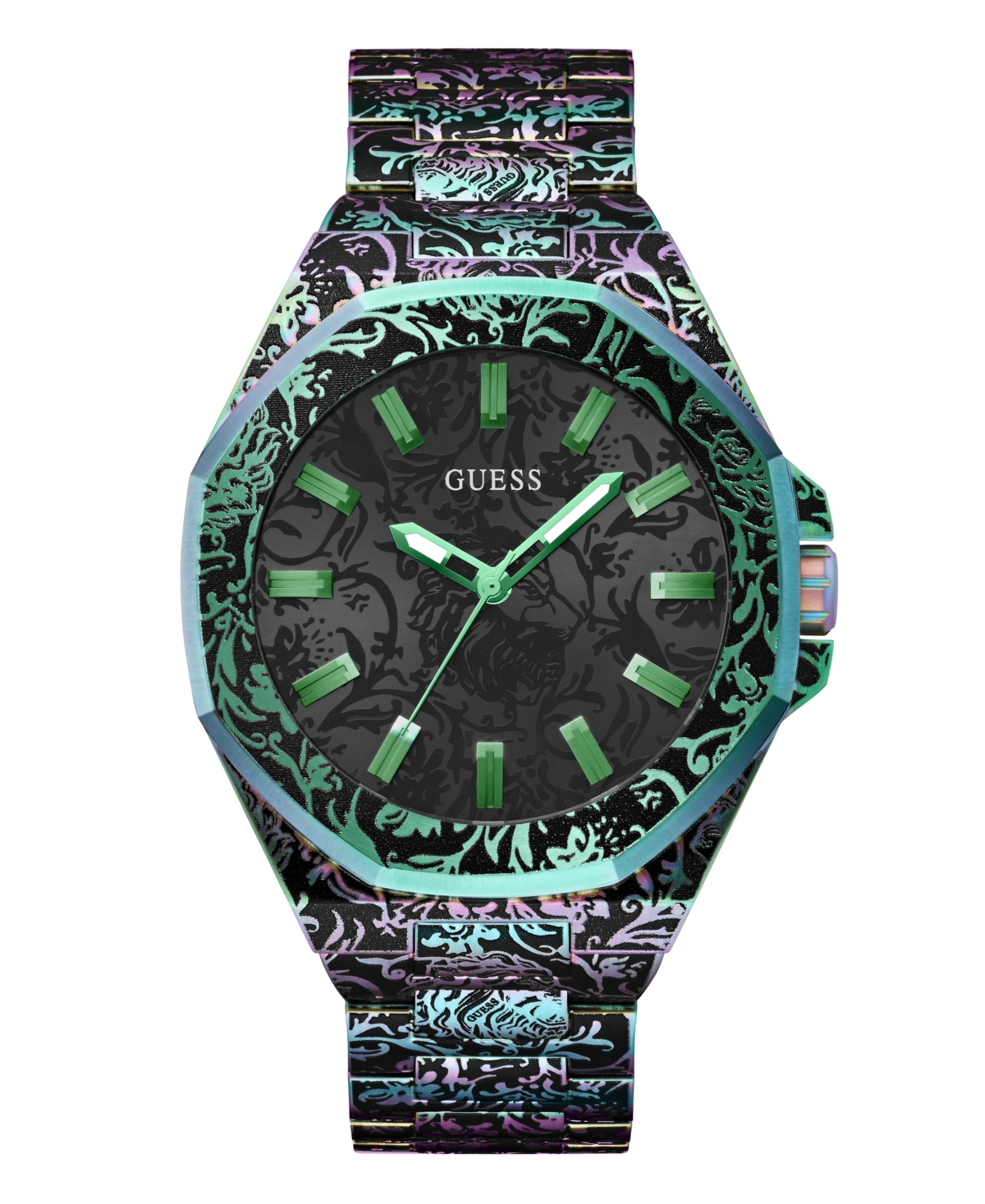 Shop Guess Men's Analog Iridescent Stainless Steel Watch 46mm