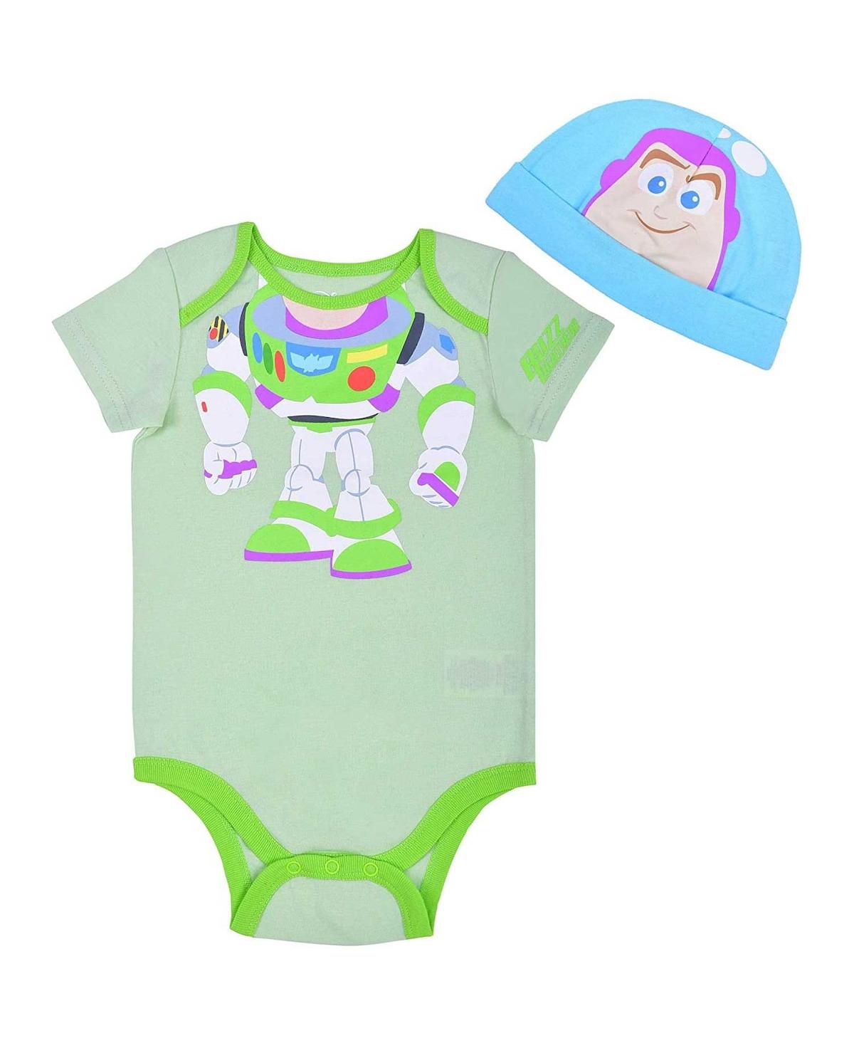 Shop Children's Apparel Network Baby Boys And Girls Green Toy Story Buzz Lightyear Bodysuit And Hat Set