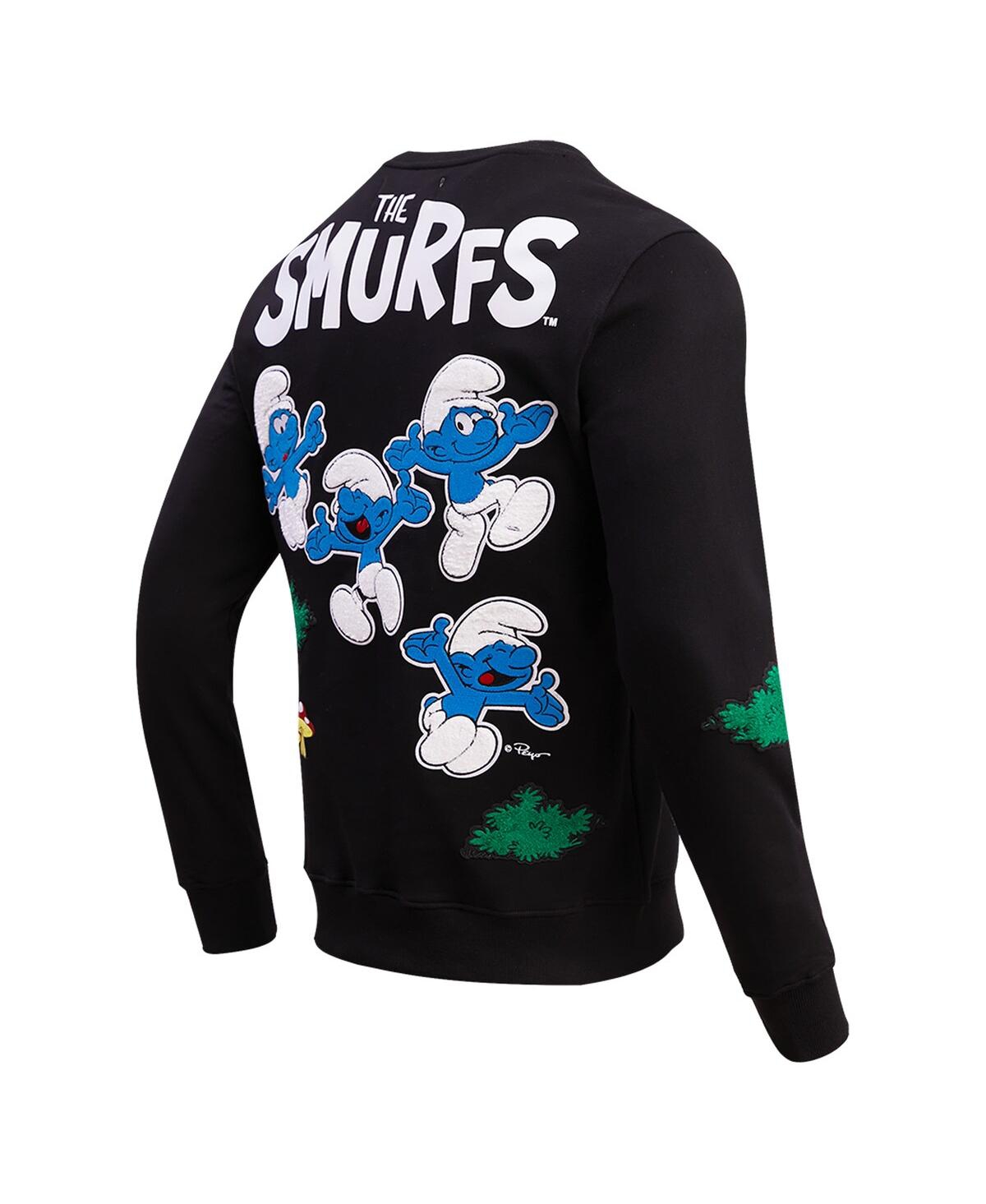 Shop Freeze Max Men's And Women's  Black The Smurfs Jumping Pullover Sweatshirt